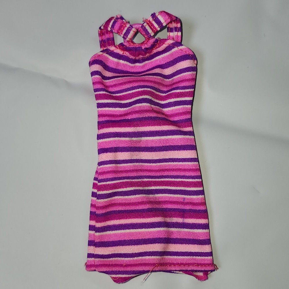 GENUINE Barbie Striped Jersey Riviera #26218 Vtg 90s Tag Mattel Beach Mini Dress